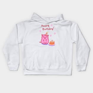 Happy birthday! Pig eating your cake Kids Hoodie